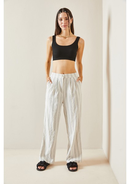 Beyaz Çizgili Palazzo Pantolon 5YXK5-48841-01 fiyatları