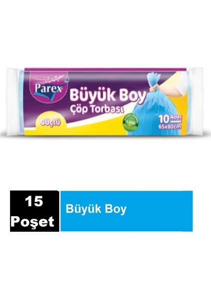 Güçlü Çöp Poşeti Büyük Boy 65 x 80 cm 10 Adet - Mavi x 15 Paket