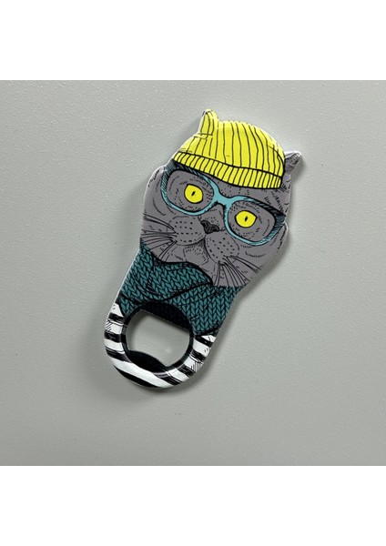 Metal Mıknatıslı Kedi Desenli Şişe Açacağı