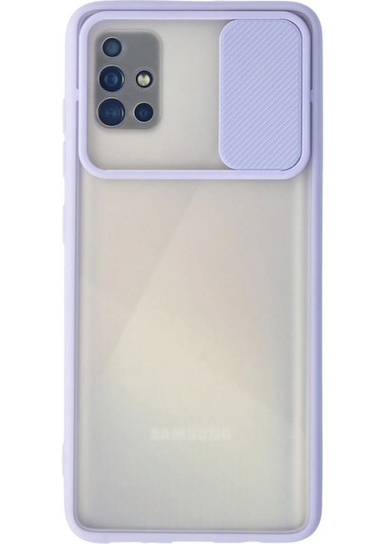 Samsung Galaxy A51 Kılıf Palm Buzlu Kamera Sürgülü Silikon - Lila 13