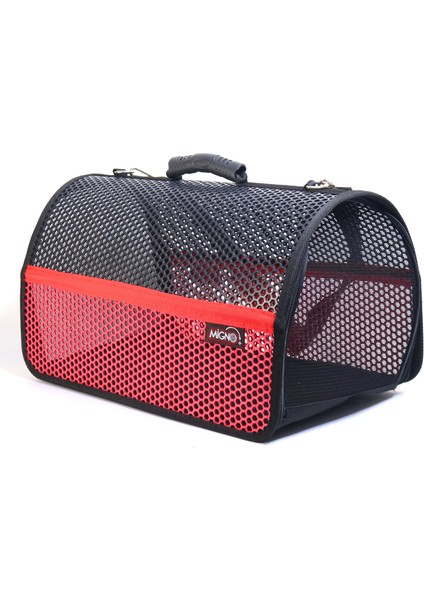 Flybag Voyager Fileli Model Kedi Köpek Taşıma Çantaları - Kırmızı-Siyah
