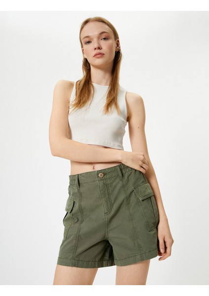 Kargo Şort Cep Detaylı Düğmeli Pamuklu fiyatları