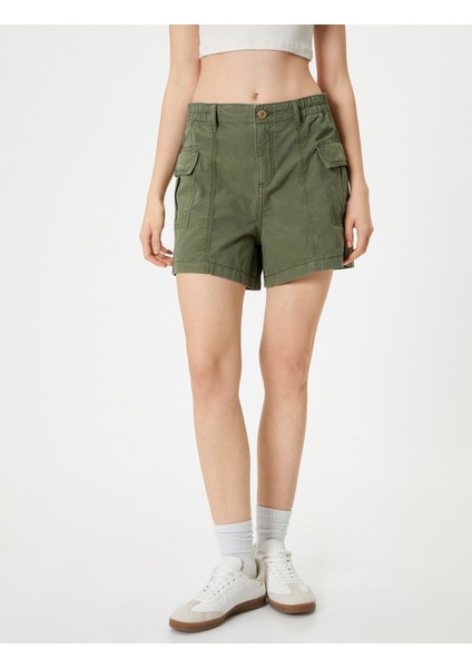 Kargo Şort Cep Detaylı Düğmeli Pamuklu modelleri