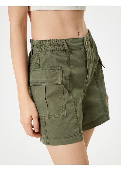 Kargo Şort Cep Detaylı Düğmeli Pamuklu indirimleri