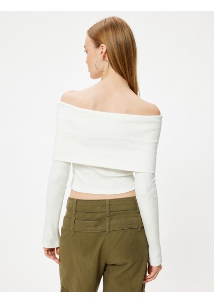 Madonna Yaka Tişört Kaşkorse Uzun Kollu Baskılı Pamuklu Slim Fit fırsatları