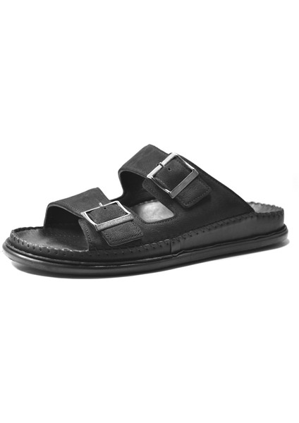 BT.144 Deri Siyah Ortopedik Tokalı Günlük Terlik fiyatları