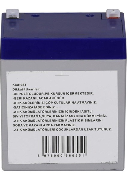 12V 5A 1,44 kg Kuru Bakımsız Akü (90*70*100*106 Mm) 00-TNX-12V5A