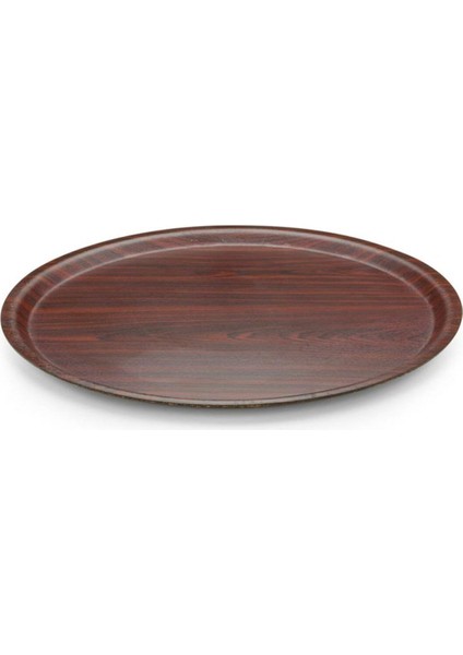 Mat Yüzey Kraft Yuvarlak Tepsi, 33 Cm, Maun