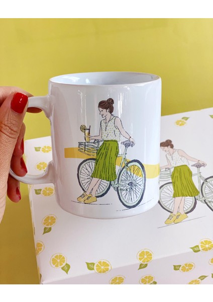 Limonata Bisikletli Kız Hediye Kupa Bardak