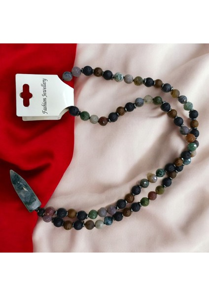 Büyük Boy Doğal Taş Kolye Hint Akik Taşı Lav Taşı Hematit Taşı Venge Kolye 65 cm Doğal Taş Kolye fırsatları