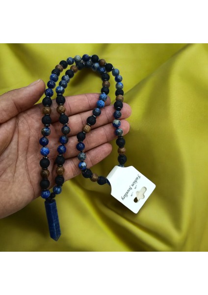 Lapis Lazulli Taşı Lav Taşı Hemait Taşı Venge Kolye 65 cm Doğal Taş Kolye 65 cm modelleri