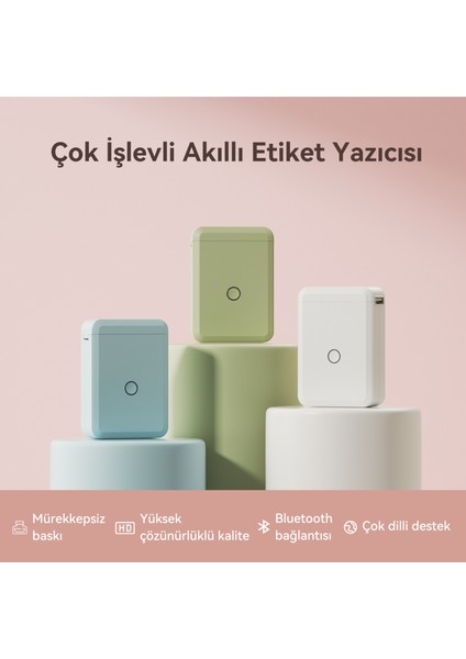 D110 Bluetooth Taşınabilir Termal Etiket Yazıcı - Beyaz