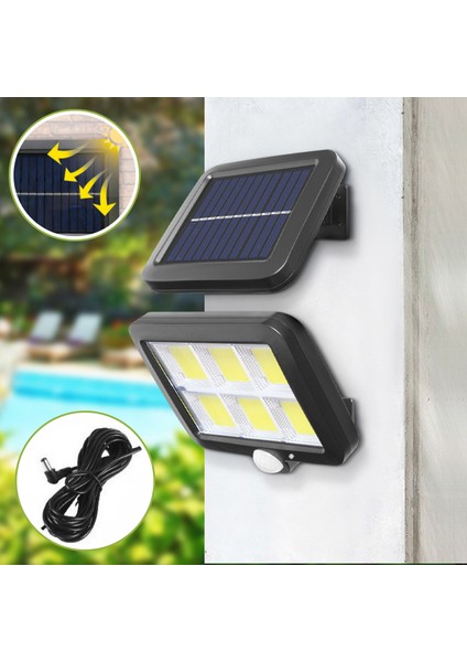 Solar Aydınlatma 120 Cob LED Çok Modlu 5 mt Kablolu Güneş Enerjili Duvar Lambası