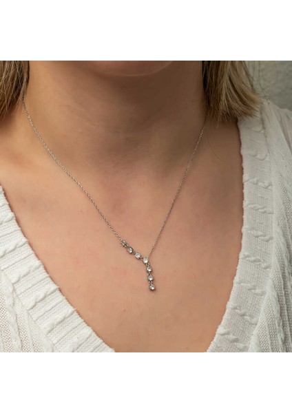 Gümüş Zirkon Sıra Taşlı Kadın Kolye fırsatları