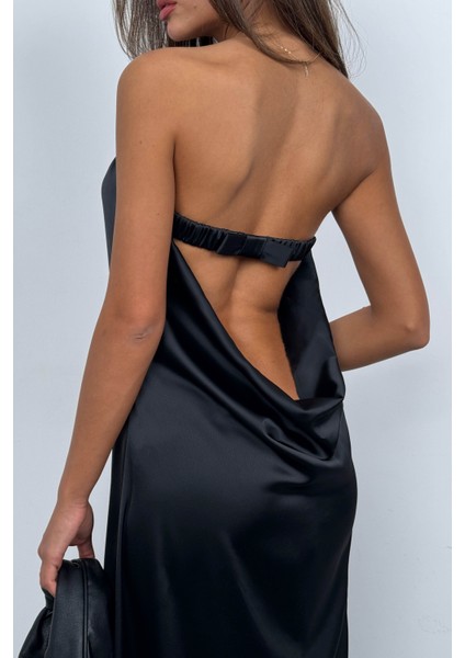 Straplez Sırt Dekolte Siyah Maxi Elbise indirimleri