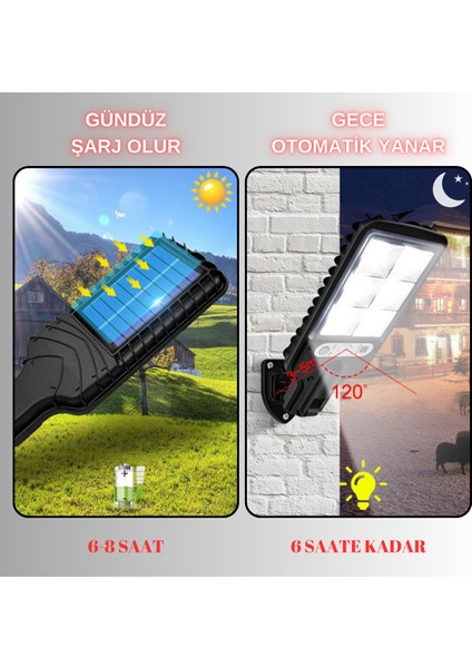 Solar Güneş Enerjili Cob Ledli Hareket Sensörlü 3 Modlu Dış Mekan Bahçe Aydınlatma Lambası