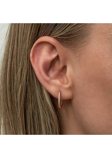 Gümüş Zirkon Taşlı Rose Oval Küpe fiyatları