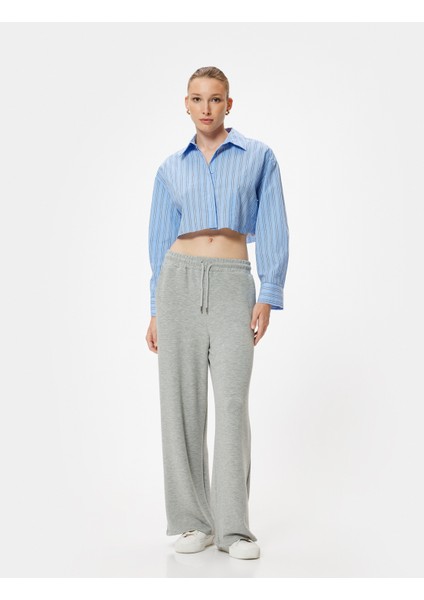 Modal Kumaş Eşofman Altı Bol Paça Beli Bağlamalı