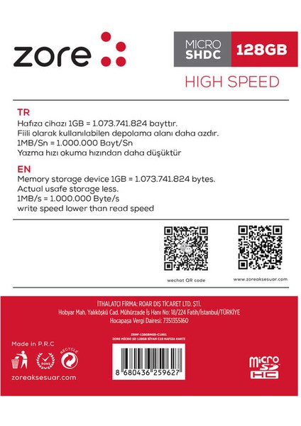 Micro Sd Hafıza Kartı 128GB fiyatları