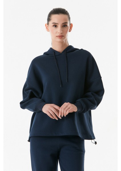 Basic Beli Stoperli Kapüşonlu Sweatshirt