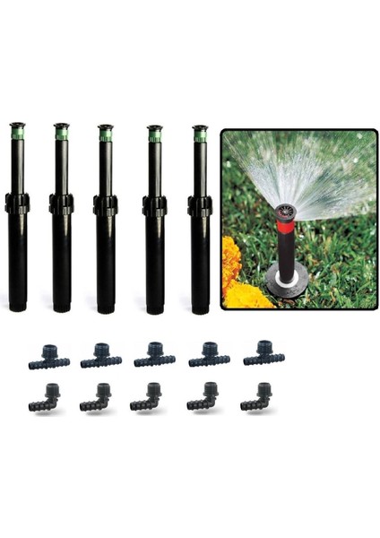 5 x Hunter Çim Sulama Sprey Fıskiye Kısa Gövde (7cm) Psu-02 10-A (3 mt Yarıçap ) ve Ek Parçaları