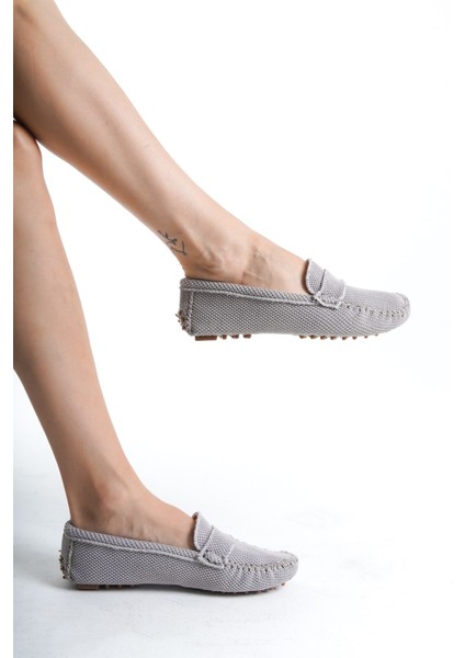Kadın Triko Gri Babet & Loafer -MSTB2020-GR
