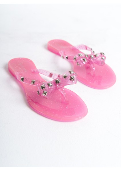 Kadın Jelly Şeffaf Pembe Sim Fiyonk Detay Düz TERLIK-MSTB8282-SPS fiyatları