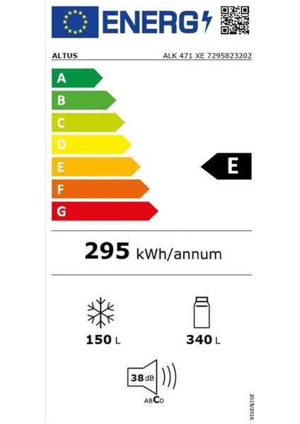 ALK 471 XE 490 Lt E Enerji Sınıfı 514 lt No Frost Buzdolabı