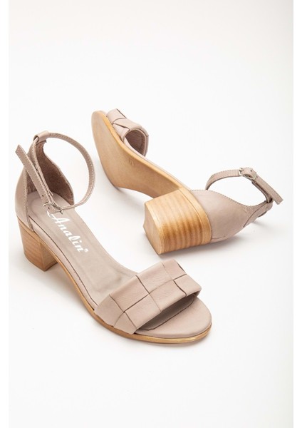 Kadın Hakiki Deri Bilekten Bağlı Topuklu Sandalet Taş fiyatları