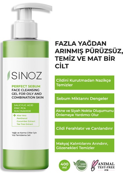 Perfect Sebum Dengeleyici Yüz Temizleme Jeli 400 ML Yağlı Karma Ciltler için