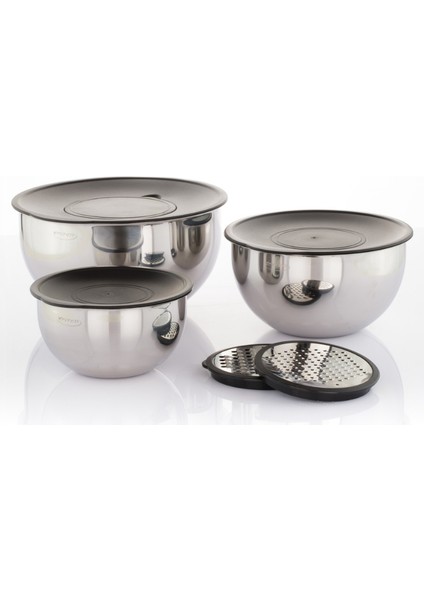 9 Parça Venüs Çift Rendeli Paslanmaz Çelik Karıştırma Kabı Saklama Kabı Seti (Silver) fiyatları