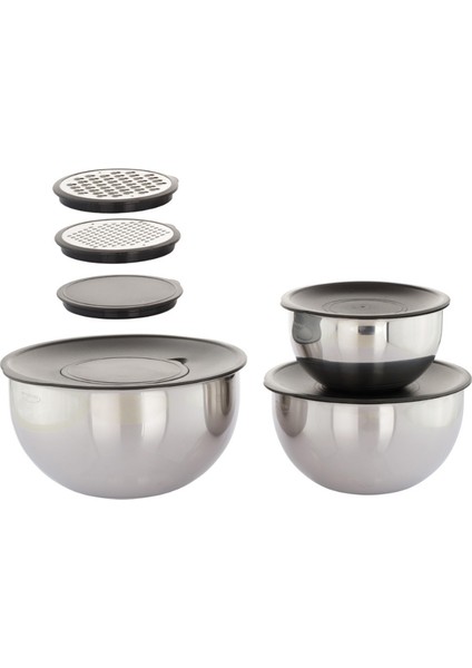 9 Parça Venüs Çift Rendeli Paslanmaz Çelik Karıştırma Kabı Saklama Kabı Seti (Silver) modelleri