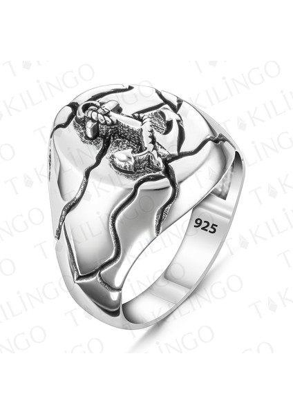 925 Ayar Gümüş Çapa Motifli Taşsız Oval denizci Erkek Yüzük fiyatları