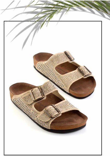 Bej Taşlı Kadın Terlik K04319542087