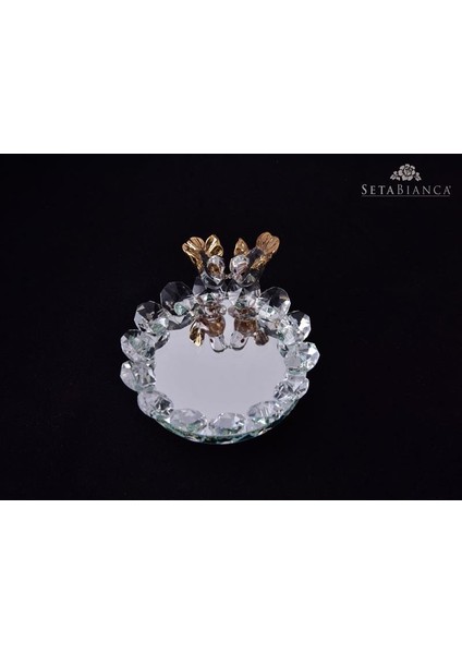 Seta Kristal Kuşlu Lokumluk Ayna Büyük Altın 10*7*3 cm