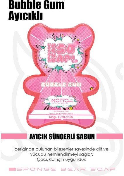 Doğal Süngerli Bubble Gum Kokulu Kids Sabun Pembe 135GR.