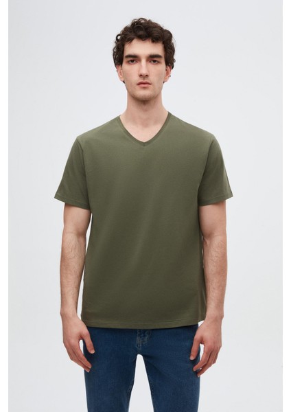 Slim Fit Beyaz/haki/lacivert 3'lü T-Shirt modelleri