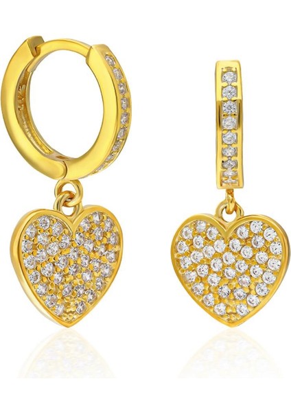 Sarkan Taşlı Kalp Küpeler