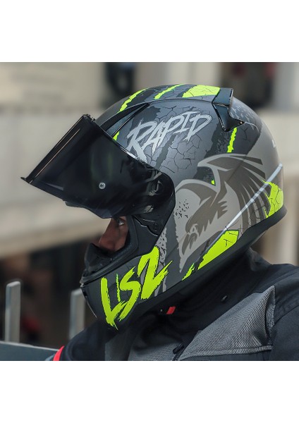 Rapıd 2 Raven Mat Siyah-Gri-Neon Sarı Kask