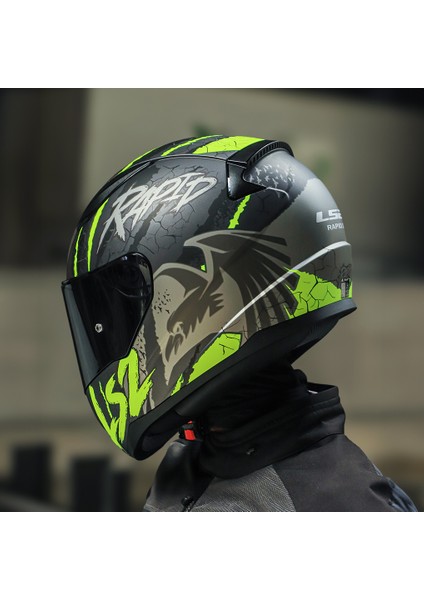 Rapıd 2 Raven Mat Siyah-Gri-Neon Sarı Kask