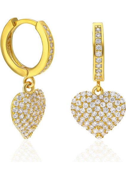 Taşlı Kalp Küpeler