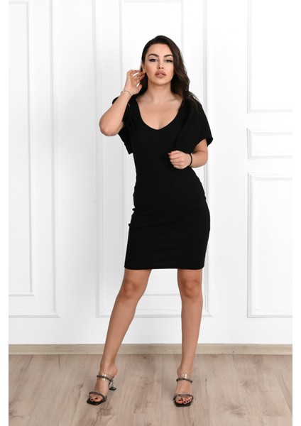 Kadın Askılı Kaşkorse Tişört Elbise Takım 3791-23