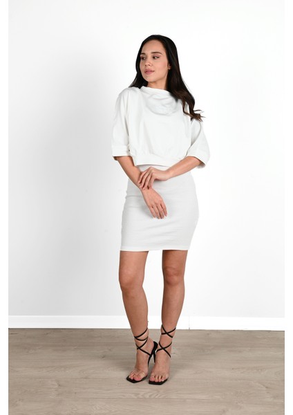 Kadın Askılı Kaşkorse Tişört Elbise Takım 3791-23