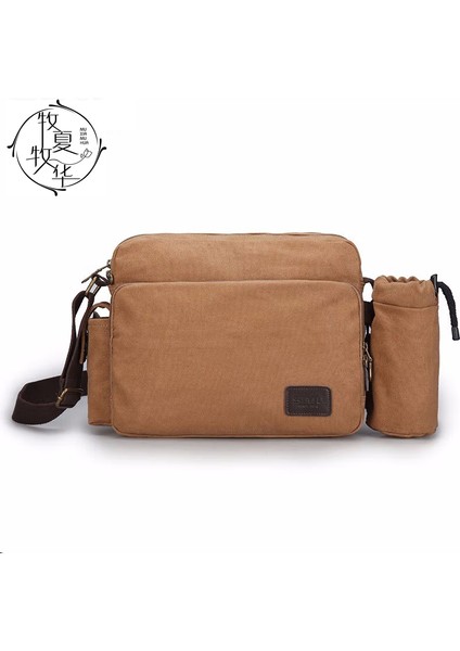 Gri Rahat Erkek Omuz Çantası Basit Gençlik Crossbody Çanta Yatay Dikey Postacı Kanvas Çanta (Yurt Dışından)