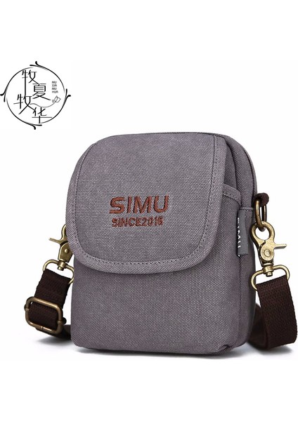 Açık Gri Moda Bir Omuz Çantası Dikey Versiyonu Erkek Basit Crossbody Çanta Düz Renk Iş (Yurt Dışından)