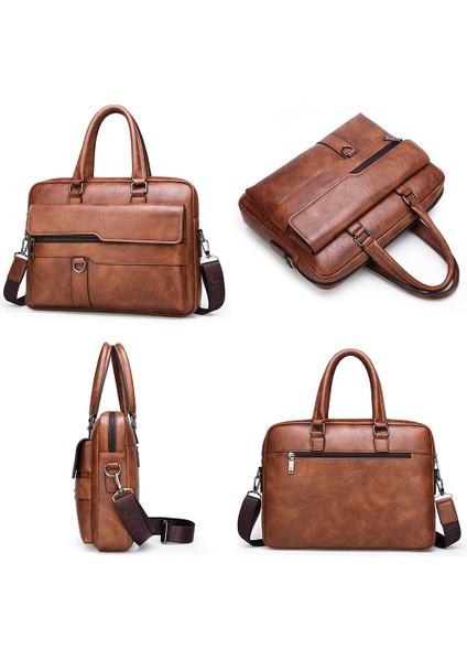 Haki 2023 Yeni Iş Eğlence Çantası Pu Yüksek Kaliteli Yatay Evrak Çantası Omuz Crossbody Iş Seyahat Erkek Çantası (Yurt Dışından)