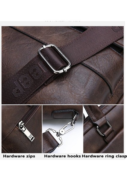Kahverengi Yeni Iş Eğlence Çantası Pu Yüksek Kaliteli Yatay Evrak Çantası Omuz Crossbody Iş Seyahat Erkek Çantası (Yurt Dışından)