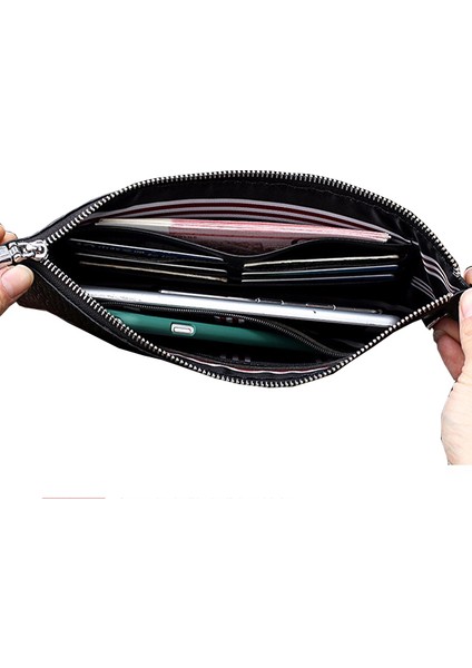 Kahverengi L Erkek El Çantası Üç Boyutlu Timsah Desenli Ultra-Ince Zarf Çanta Büyük Kapasiteli Moda Rahat Gelgit Erkek Çantası (Yurt Dışından)
