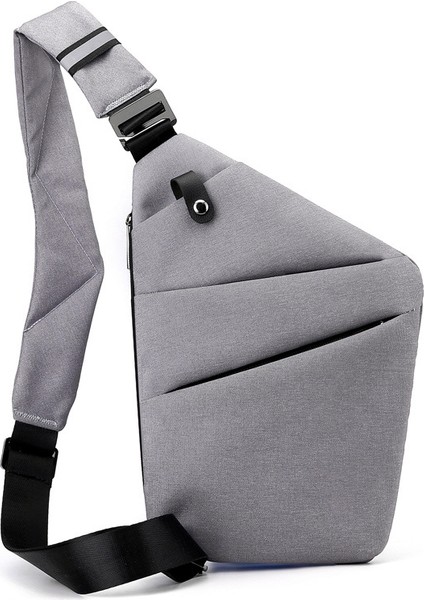 Gri Sol Anti Hırsızlık Vücut Sarılma Göğüs Çantası Erkek Yeni Kapma Saklama Çantası Bir Omuz Crossbody Çanta (Yurt Dışından)