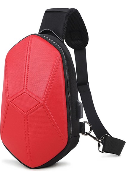 Kırmızı Alien Cross USB Şarj Portu Anti Hırsızlık Sling Tek Omuz Crossbody Göğüs Çantası (Yurt Dışından)